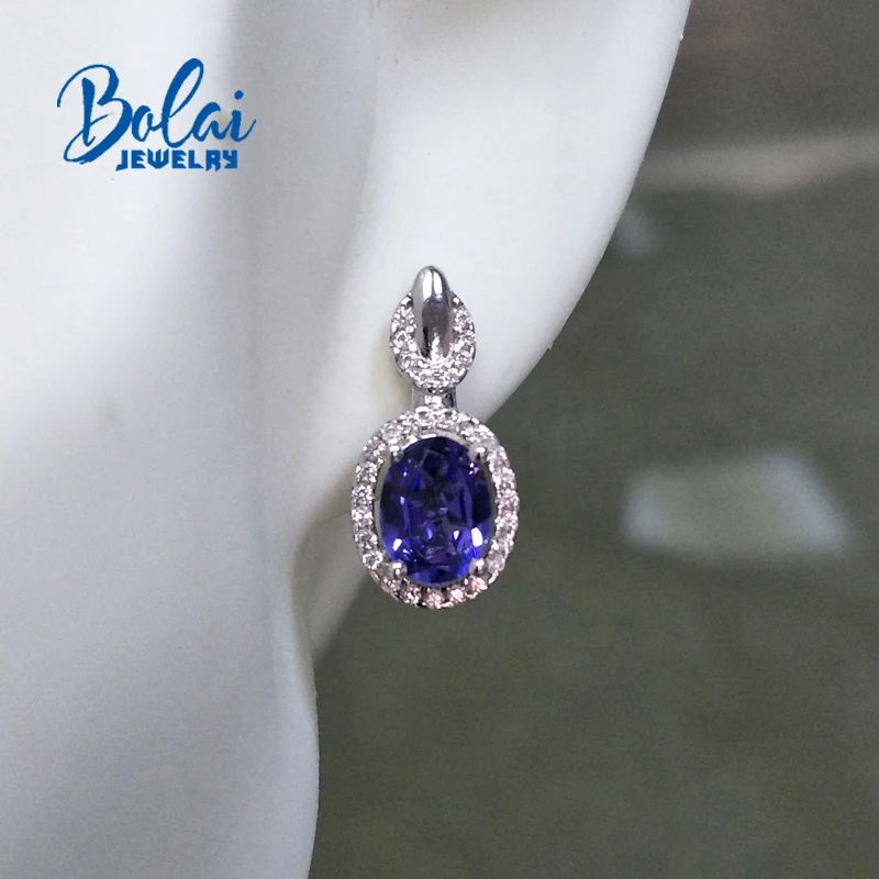 Bolaijewelry, стиль нано серьги с танзанитом, создан элегантный дизайн стерлингового серебра 925 Серьги, изящные украшения для женщин вечерние
