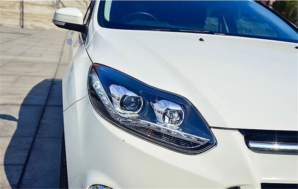 1 пара светодиодный головной лампы для Ford Focus 3 фары 2012 2013 Европа светодиодный направляющий свет drl H7 hid Биксеноновые двойные линзы ближнего света