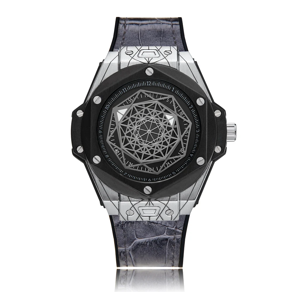 

Cagarny Watch Men's Business Luxury Brand Men's Quartz Watch Leather Rubber Strap Sports Watch Waterproof Relogio Masculino