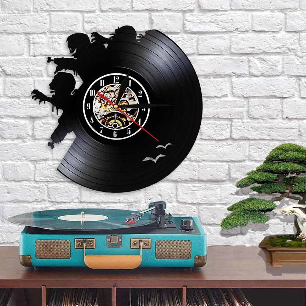 Настенные часы с имитацией зомби винтажные виниловые пластиной LP Настенный