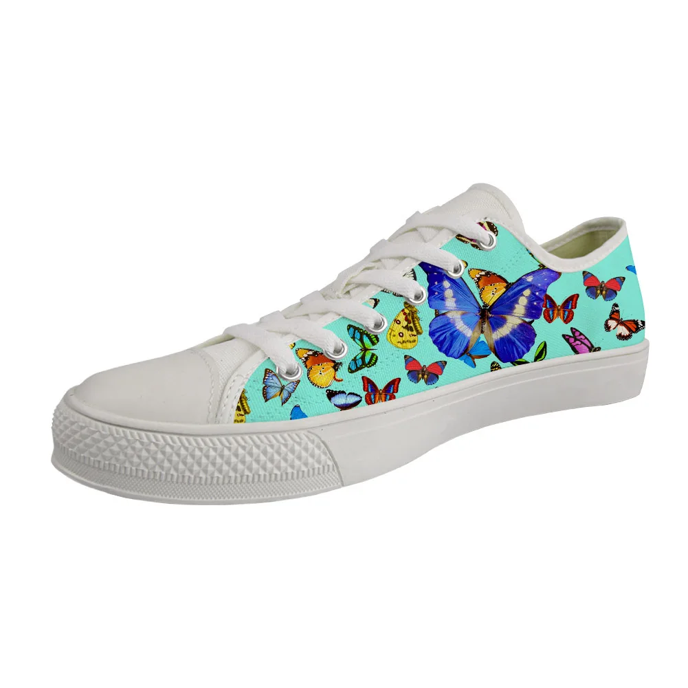 

2021 Men's Canvas Shoes Women's White Shoes Low-Top Printing Butterfly Painted Canvas Shoes 35-45
