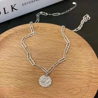 fmily vintage 925 sterling silver tin foil round card planet necklace fashion creative sparkling jewelry gift for girlfriend