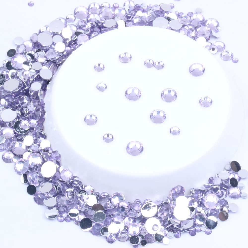 Светло фиолетовые стразы из смолы 2 6 мм круглые с плоским основанием без горячей