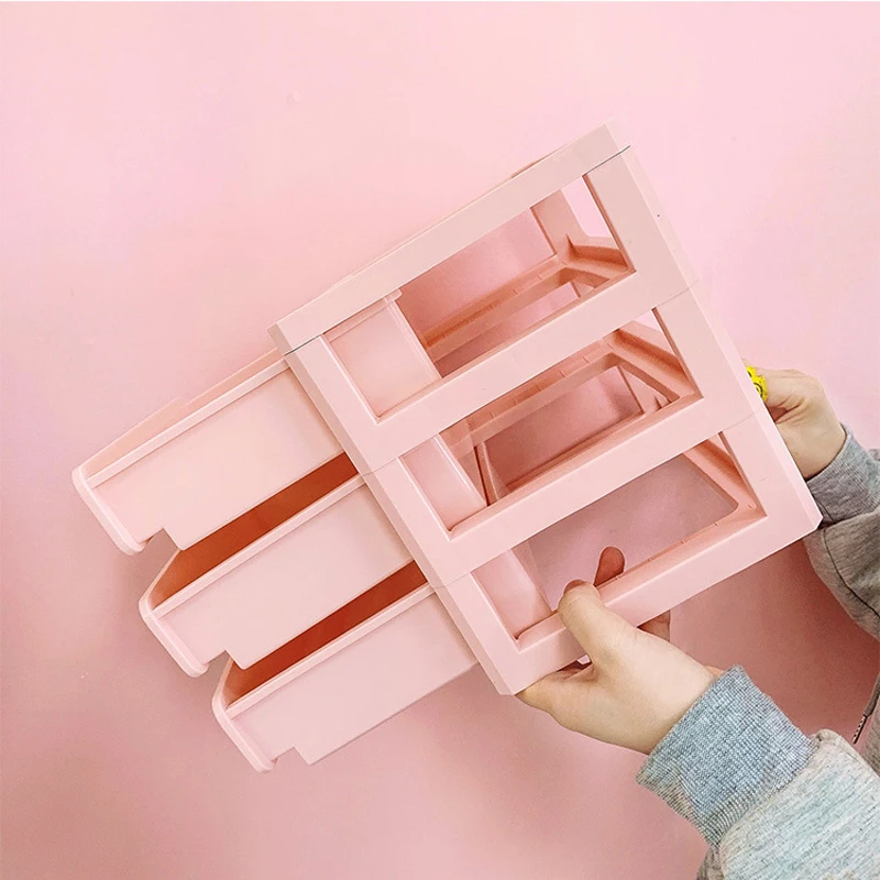 

White/Pink Multifunction Desktop Organizer Desk Storage Box School Stationery Accessories Kawaii Storage Rack