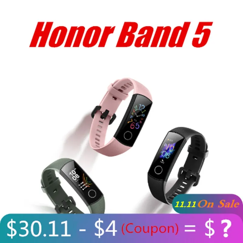 11.11 on sale Смарт-браслет huawei Honor band 5 AMOLED huawei smartwatch с кислородом крови пульсометр ftness трекер сна спортивные часы - Цвет: 11.11 on sale