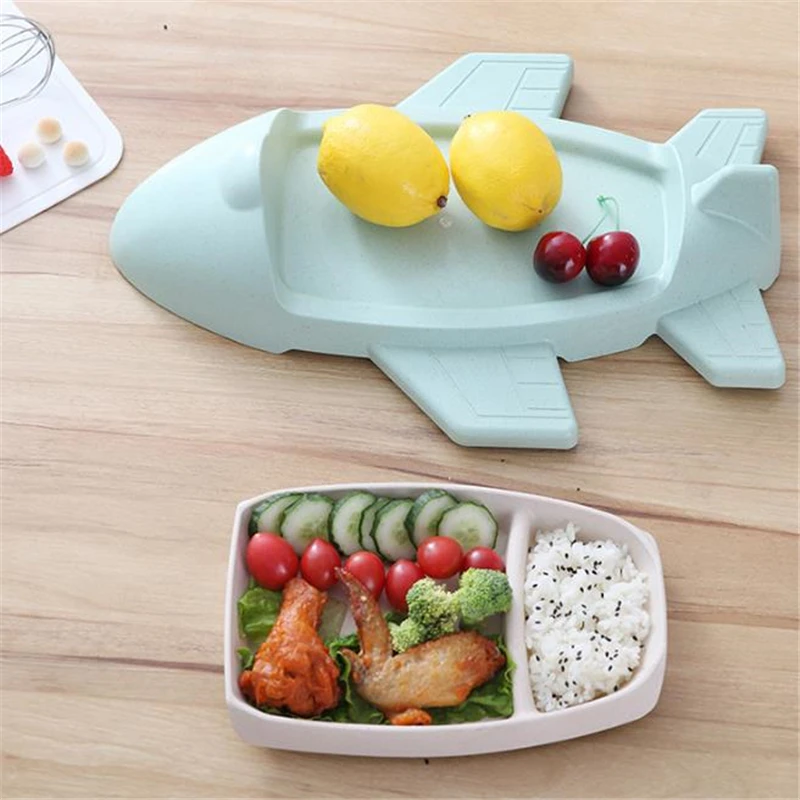 Toddler Baby Dishes Cartoon Aircraft Shape Plate Environmentally Separated Child Food Plates Kids Dinnerware Tableware Tray | Мать и