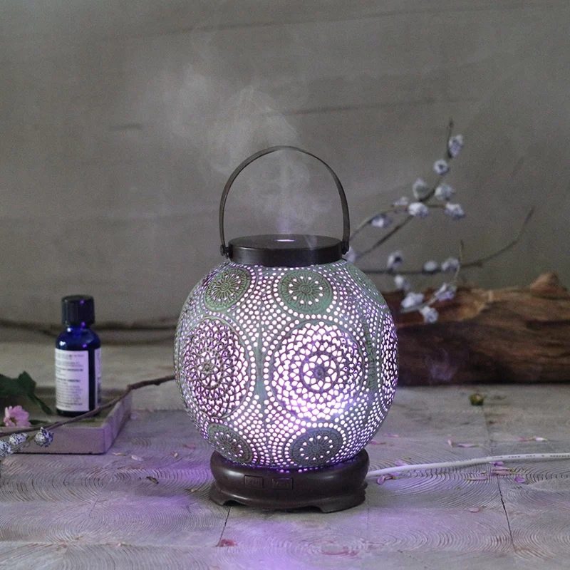 

120Ml Handmade Iron Ultrasonic Air Humidifier Electronic Aromatherapy Essential Oil Diffuser for Home with Colorful Lights Eu Pl