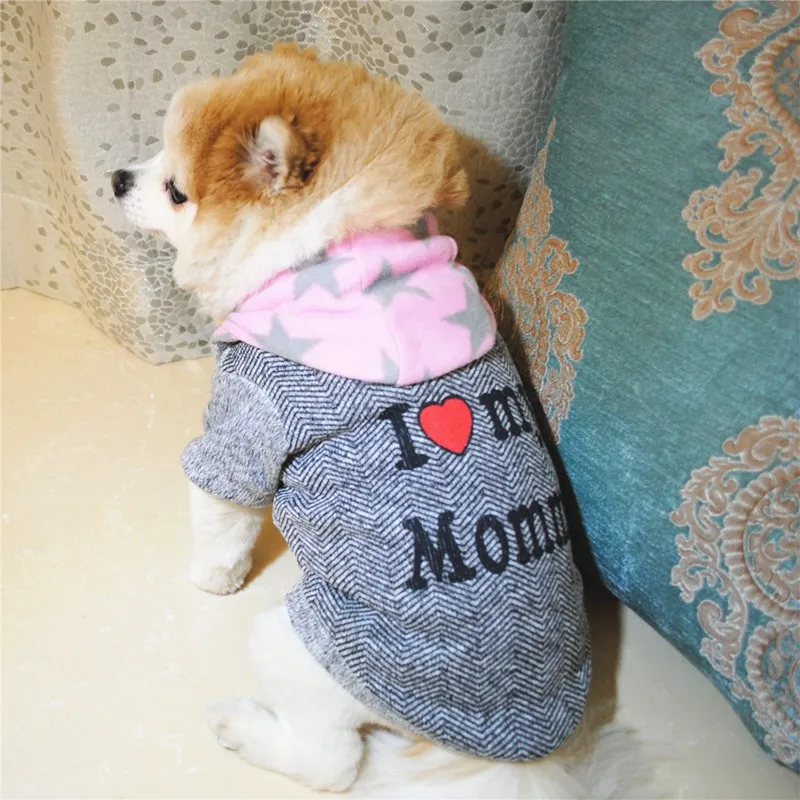 Pitbull толстовки I Love My Mommy Одежда для собак Толстовка с капюшоном флисовая