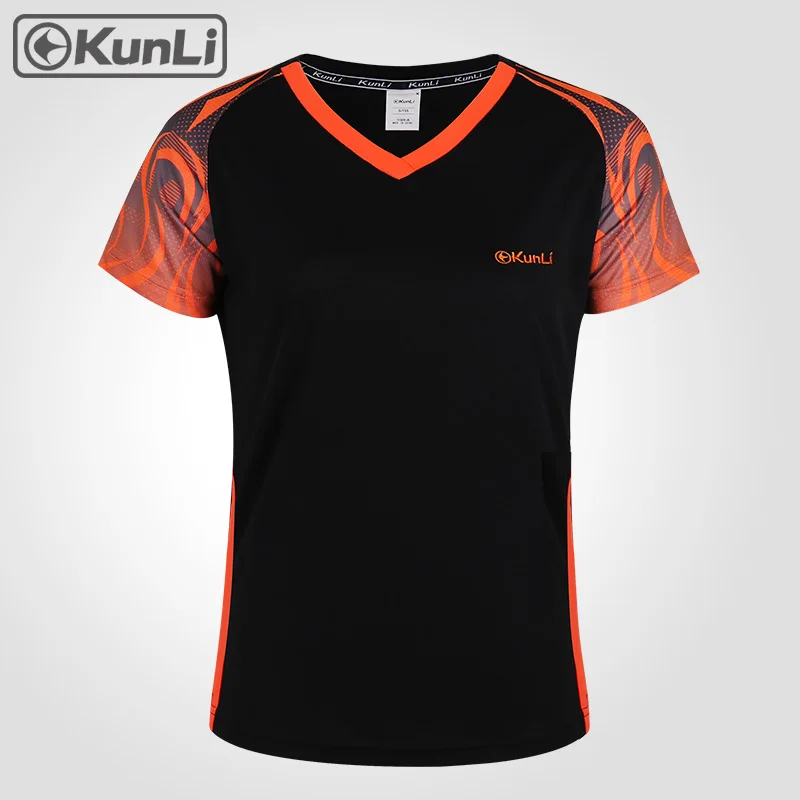 

Короткая теннисная рубашка Kunli, Женская Спортивная одежда для бадминтона на открытом воздухе, одежда для бега, футболка, футболка для баскетбола и волейбола