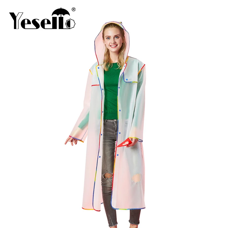 Длинный непромокаемый плащ Yesello из ЭВА универсальный плащ-пончо с капюшоном для