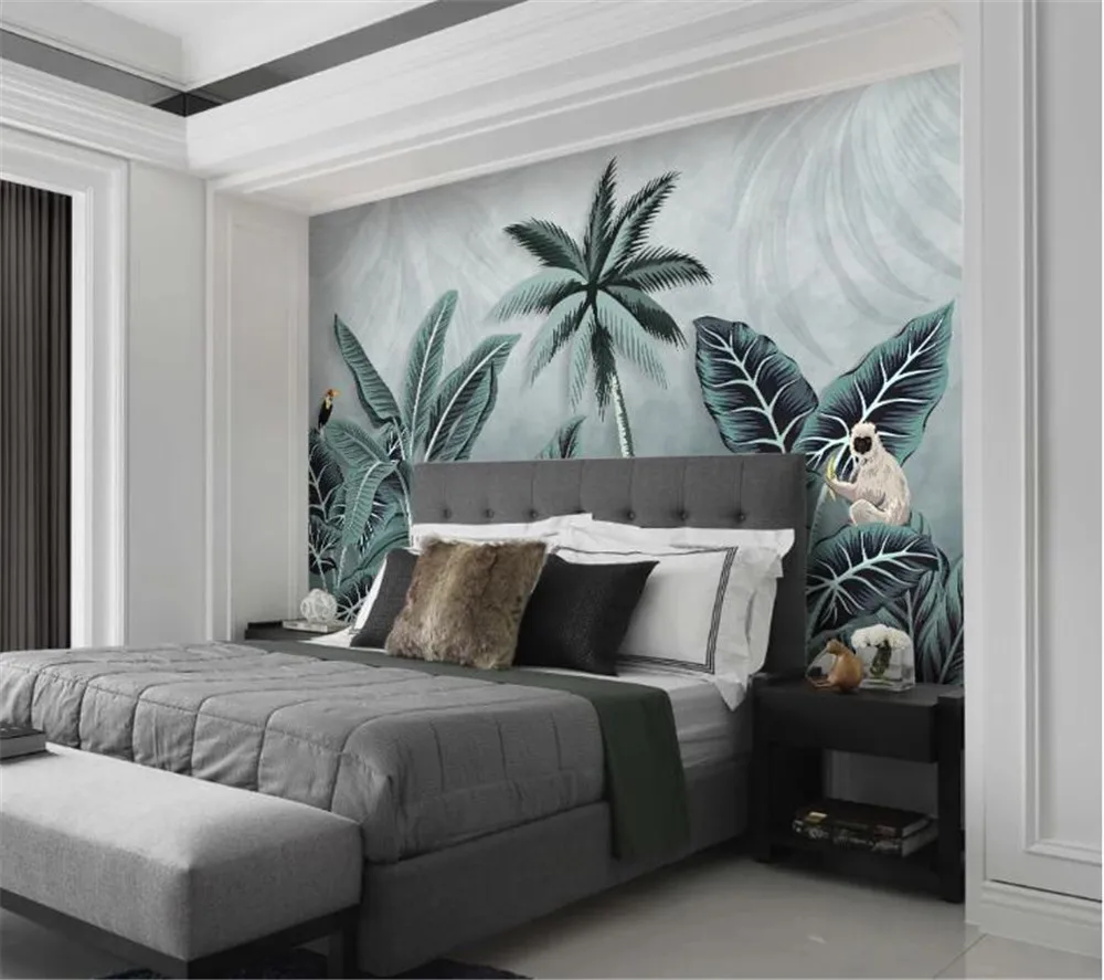 

Milofi custom 3D wallpaper mural hand-painted tropical rainforest flamingo background wallpaper mural
