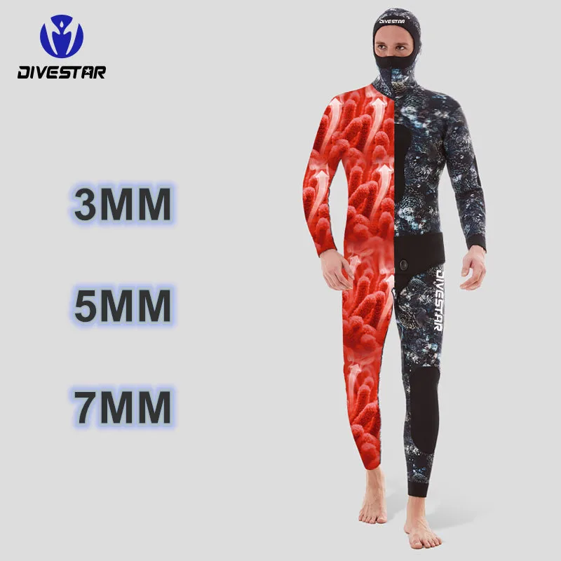 Гидрокостюм DIVESTAR 5 мм/3 мм/7 мм для подводного плавания мужской неопреновый костюм