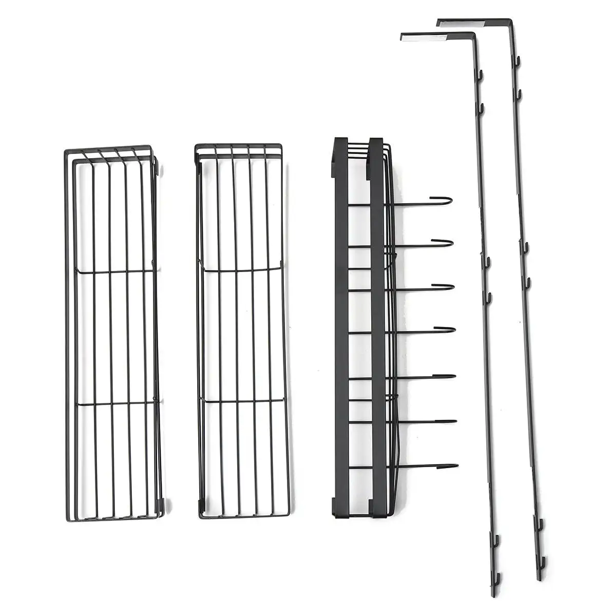 

7 Hooks 3 Tier Metal Refrigerator Side Storage Organizer Rack Fridge Spice Rack Multi Use Refrigerator Side Shelf Including
