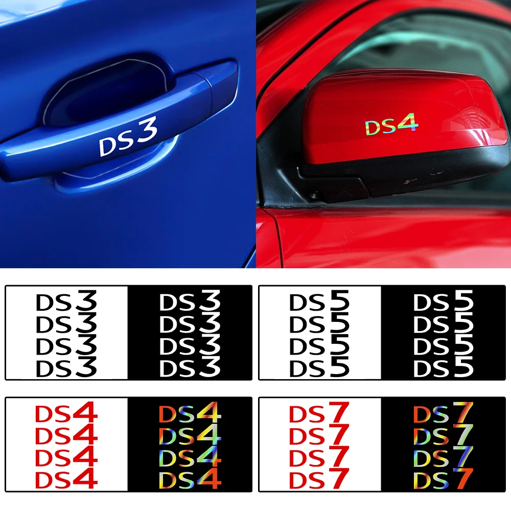 

4Pcs Car Styling Body Reflective Multicolor Car Door Handle Wiper Stickers For Citroen DS DS3 DS4 DS5 DS7 DS 5LS Car Accessories