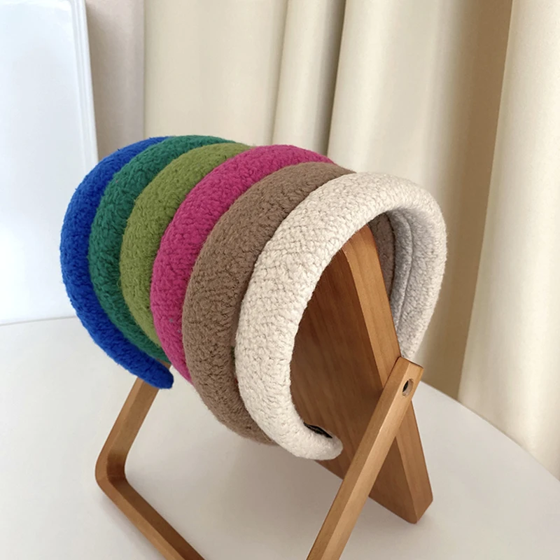 

Lamb Faux Fur Thick Hair Band Candy Color Sweet Small Fresh Plush Winter Hair Hoop Female Korean Style Hair Accessories