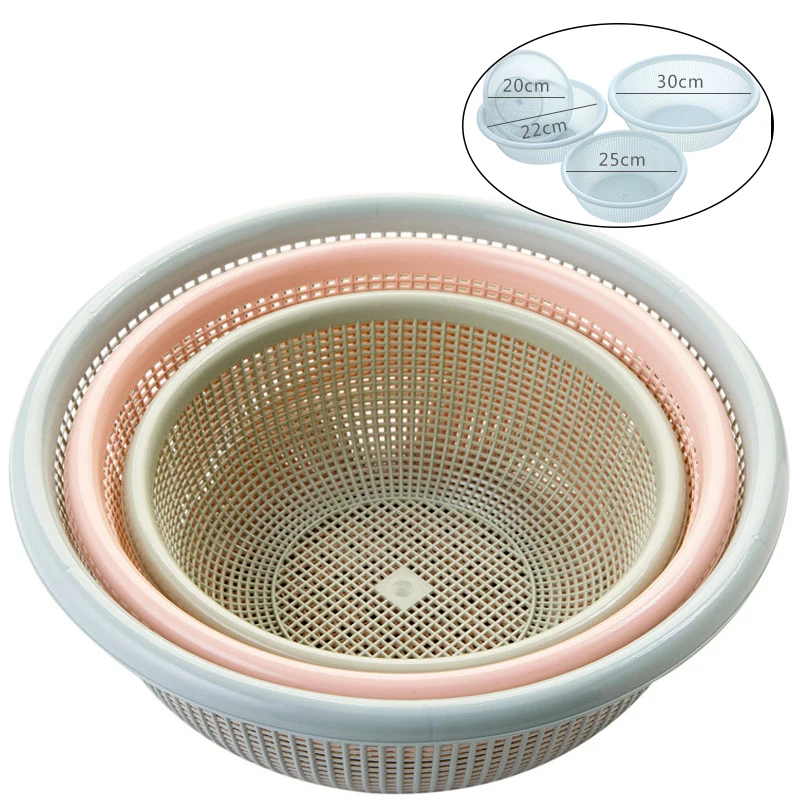 

4 Pcs/Set Large Capacity Water Filter Blue Vegetable Basket Vegetable Drain Screen Set Kitchen Fruit Storage Basket Drain Basket