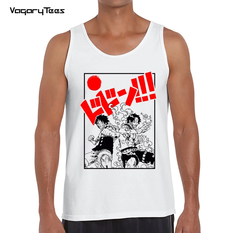 

Strawhat Pirate Funny Anime Tank top Homme New Casual Short Sleeve Vest Men Unisex Manga 4 gear Streetwear