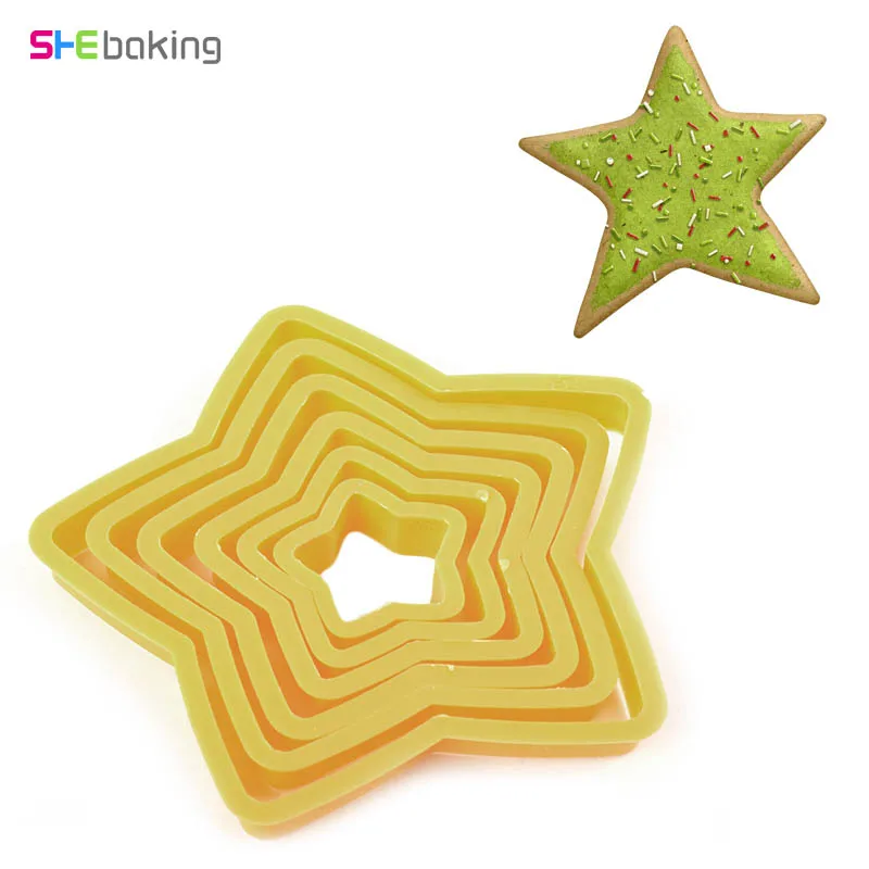 Shebaking 6 шт. Пластик формочка для печенья в виде звезды пресс-форм 3D печенье cиликоновая форма формы для кухни десерт торт украшения