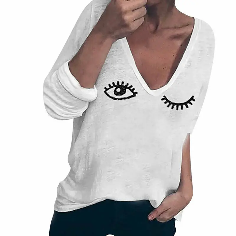 Женская футболка с длинным рукавом и V-образным вырезом | одежда