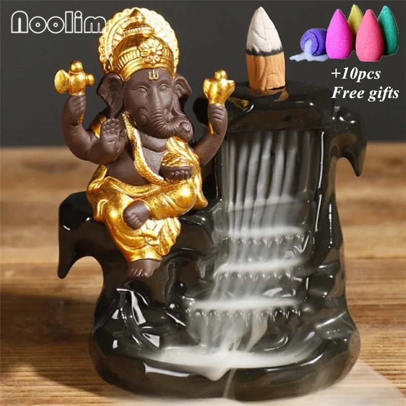 Курильница для благовоний Ganesha керамическая подставка в форме слона водопад