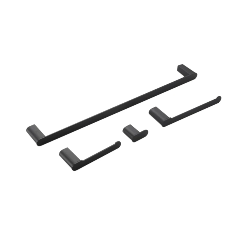 

Hot XD-Black Bathroom Hardware Set Stainless Steel Wall Mounted-Hand Towel Bar,Toilet Paper Holder,Robe Towel Hooks,Bathroom
