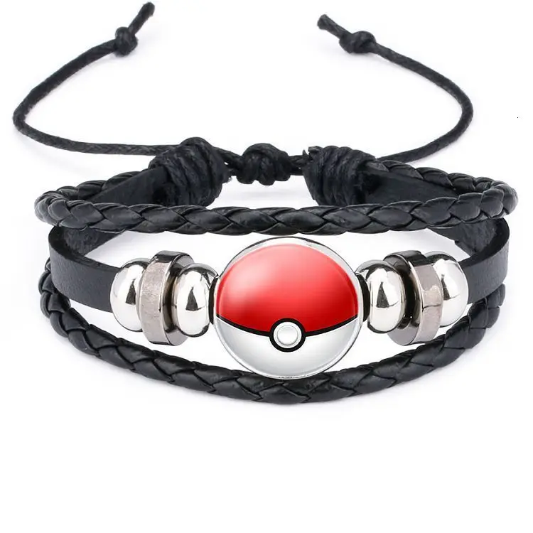 Новые кожаные браслеты Pokemon go ручные плетеные подарки для фанатов pokemon мужские