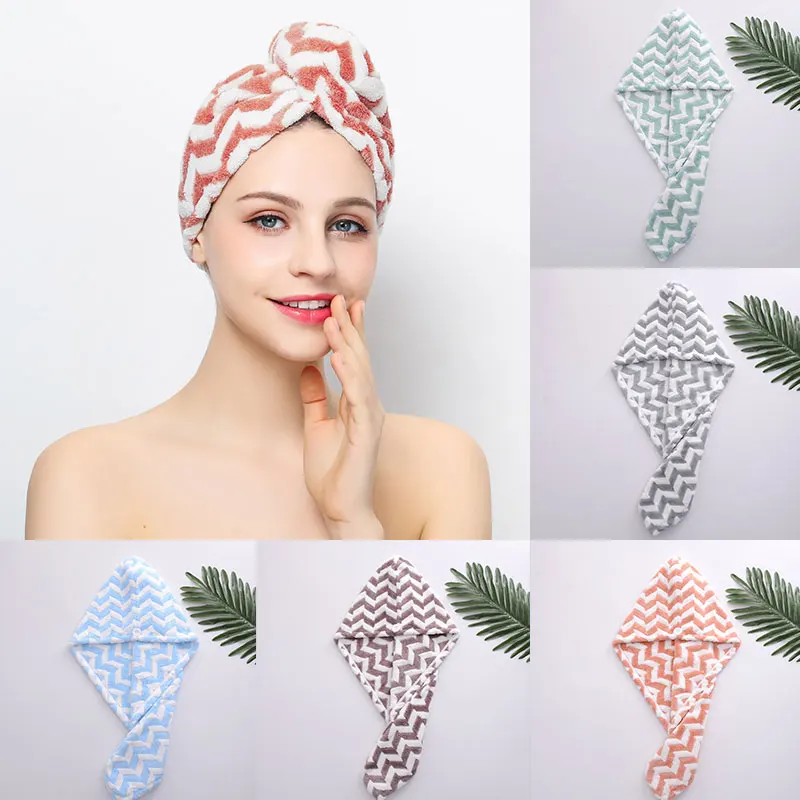 

Thick Dry Hair Cap Fold Pattern Dry Hair Cap Beautiful Absorbent Headband Absorbent Coral Fleece Dry Hair Cap Bathing Tool