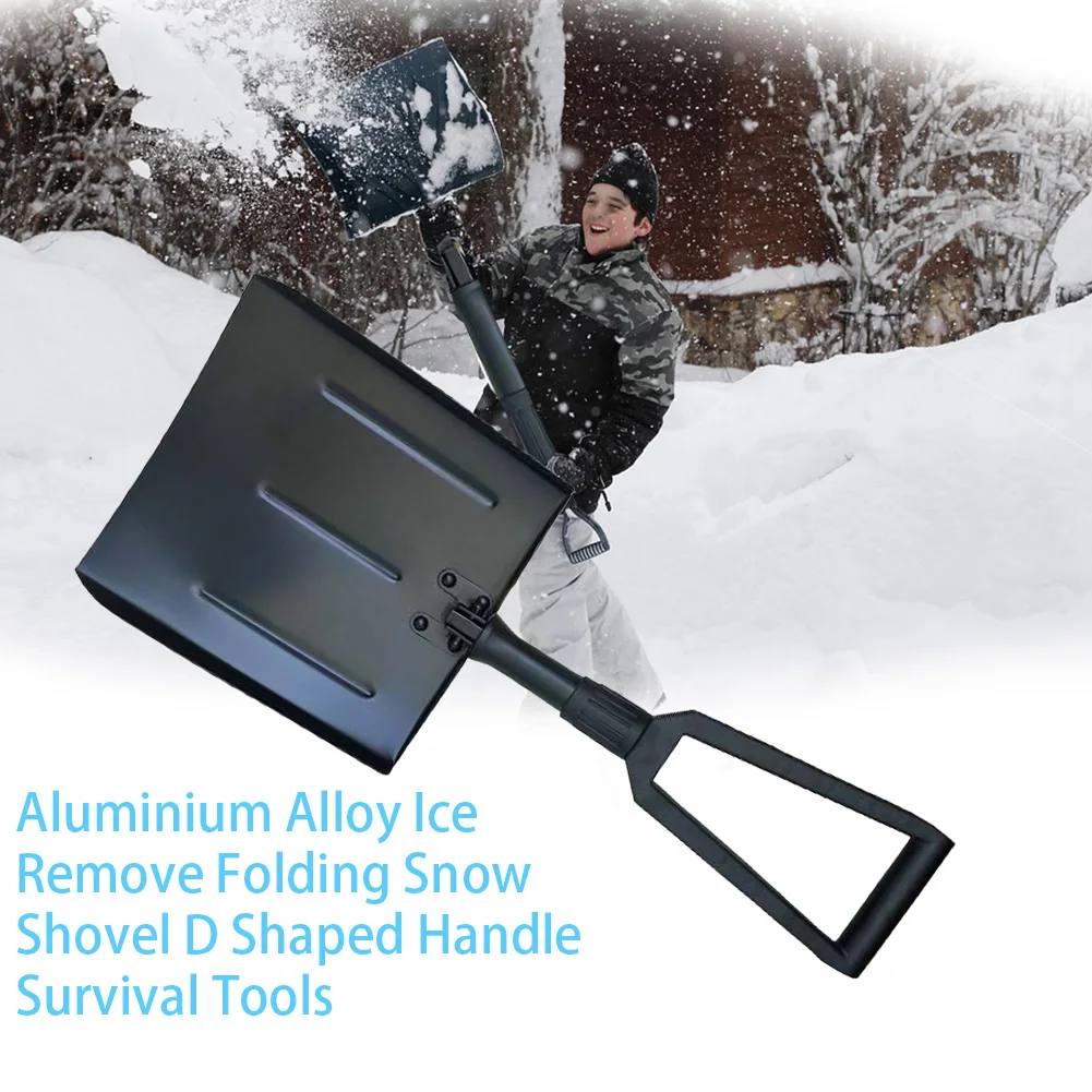 Multifunctional Tools Retractable Winter Camping D Shaped Handle For Car Ice Remove Aluminium Alloy Hiking Folding Snow Shovel |