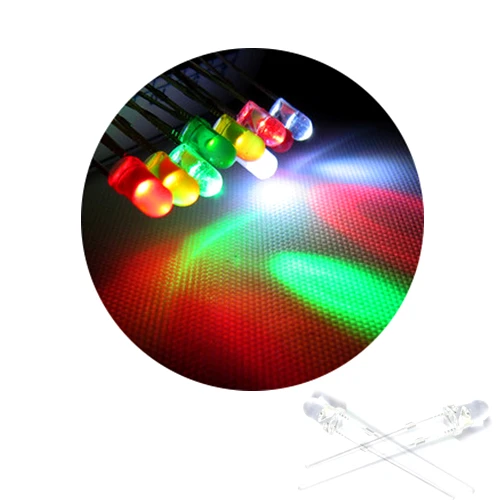 

1000Pcs 3mm Clear Lens Through Hole High Brightness LED Diode, Light=Green/Red/Yellow/Blue/White/Orange/Pink/Purple/Warm White