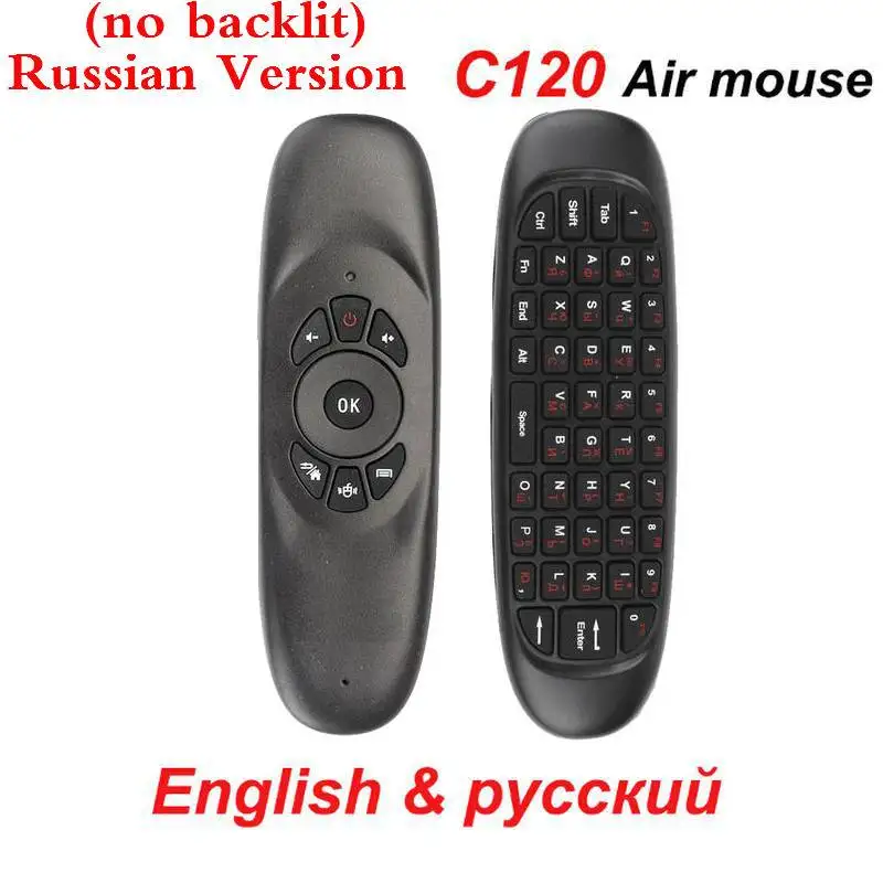 Yojia 2,4 ГГц Беспроводная клавиатура английская версия подсветка C120 воздушная мышь русский C120 пульт дистанционного управления гироскоп для Android tv Box - Цвет: Russian No Backlit