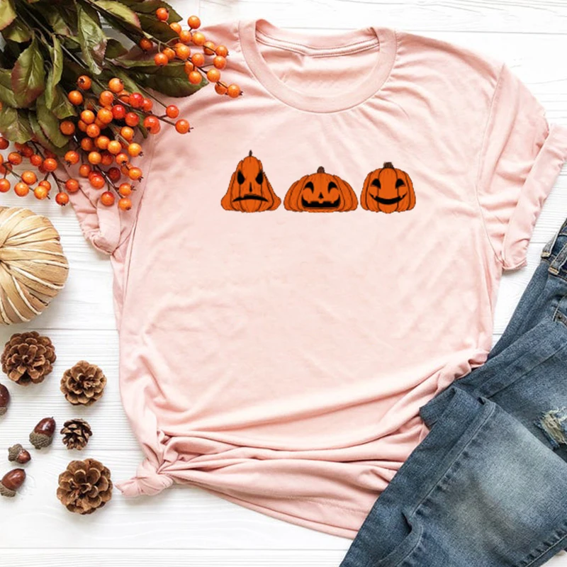 

Lantern Buddies Tshirt Women Plus Size Aesthetic Pumpkin Pattern Halloween Tshirt Thanksgiving Harajuku 2020 Cartoon Tops new
