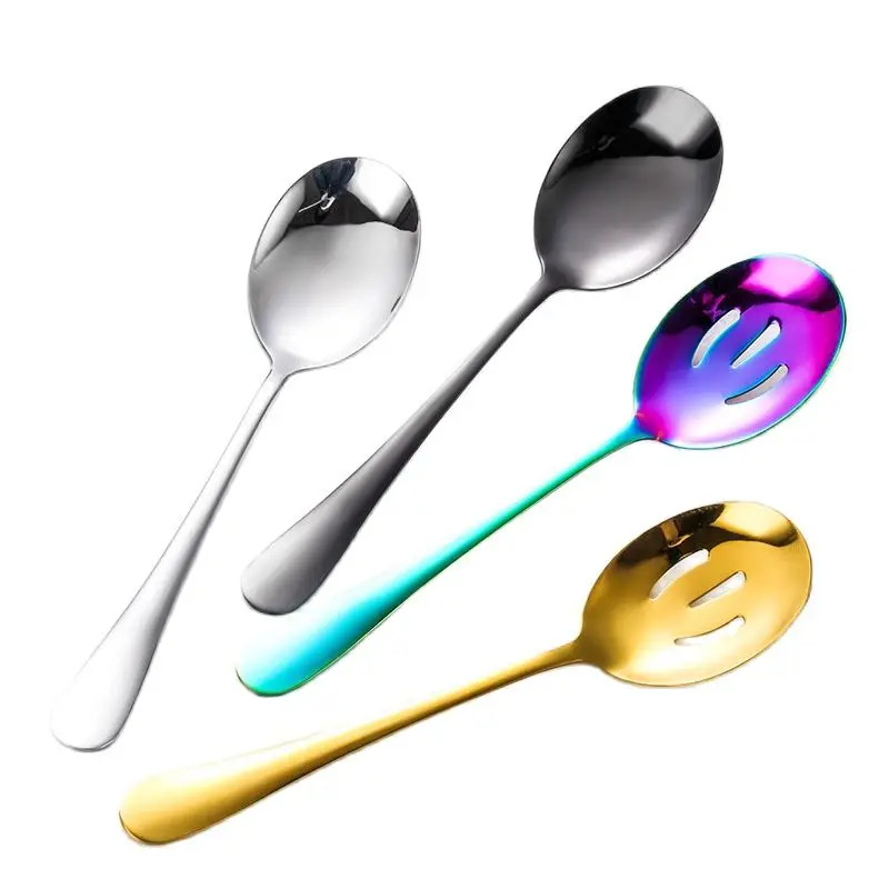Colorful Stainless Steel Serving Spoon Western Restaurant Public Service Spoon Colander Combination Tableware Serving Spoon