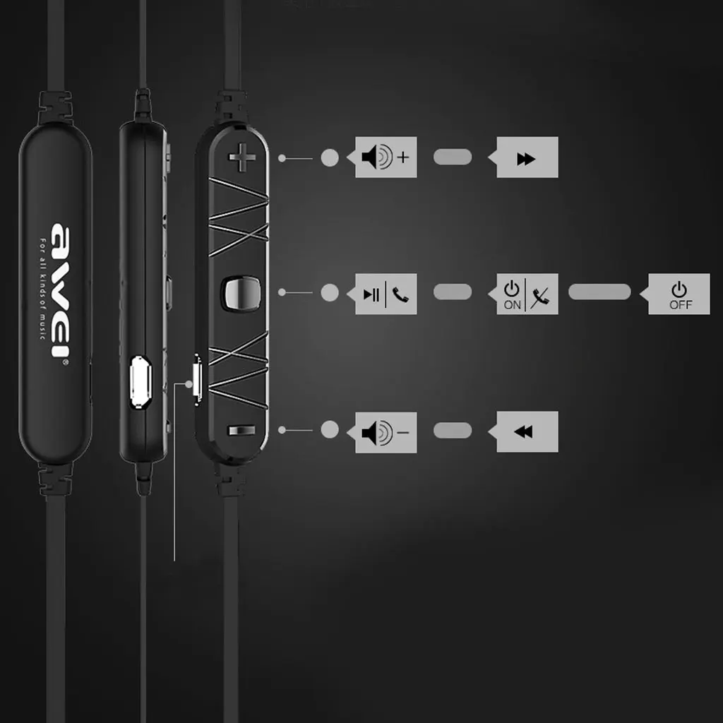 

2020 Awei A920BL Wireless Bluetooth Awei A920bl Sport Stereo Noise Earbuds Headphones Cordless Headphones Casque 10h Music