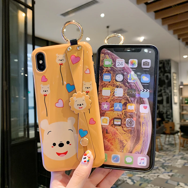 Браслет кронштейн чехол для телефона iPhone 11 Pro max X Xs XR Xsmax 7 8 Plus мультяшный милый