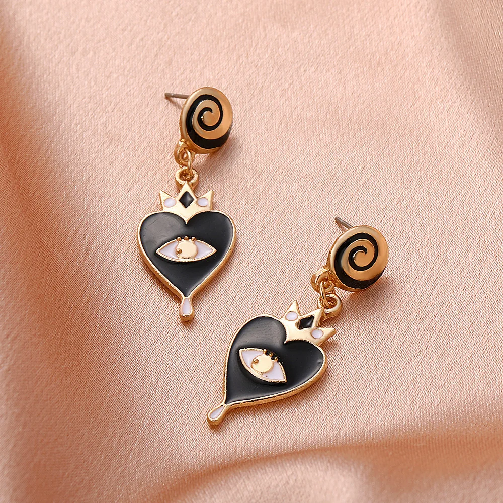 

Hot Selling New Punk Fashion Black Demon Eye Earrings Geometric Heart Shaped Earrings Jewelry for Women Girl Jewelry Gift