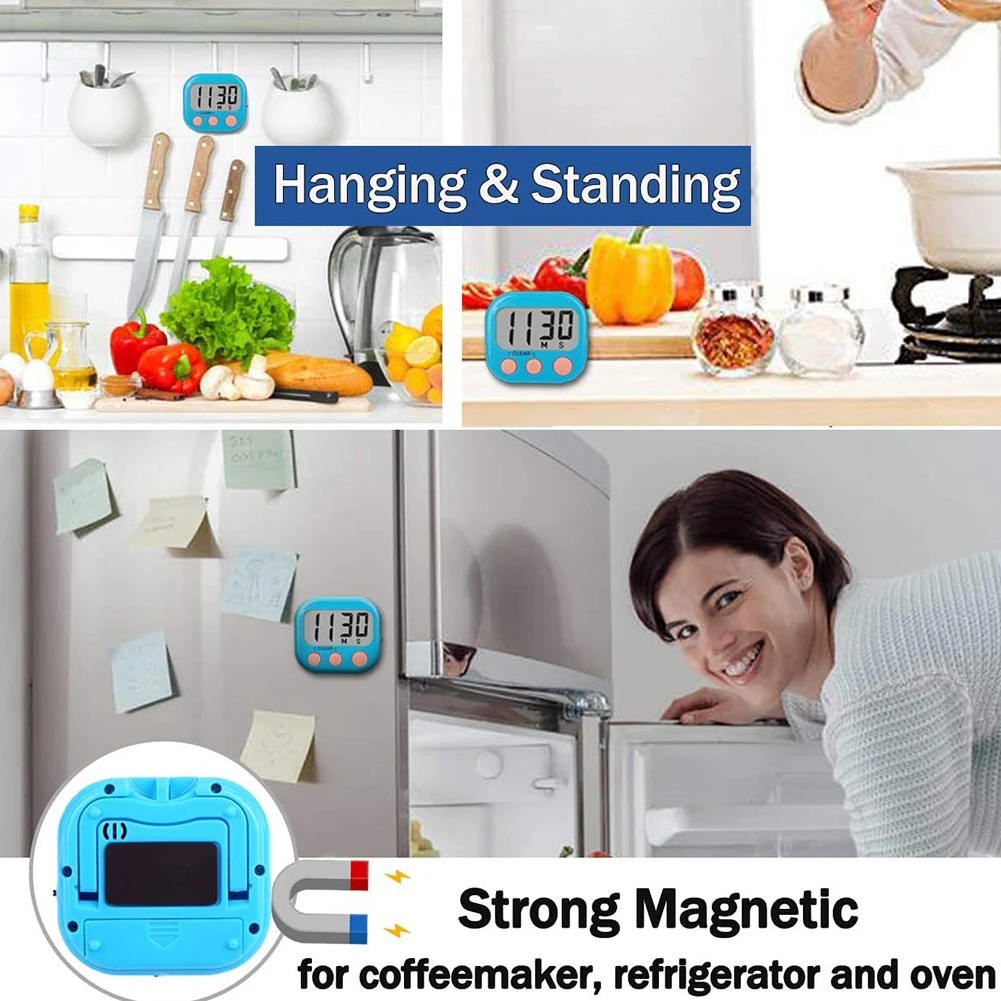 

2PCS Kitchen Tool Digital Timer Magnetic Countdown Timer Kitchen Timer Blue With Loud Alarm For Cooking Classroom Teacher