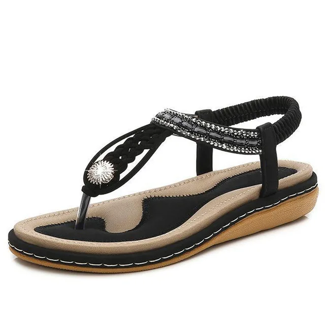 Женские сандалии на плоской подошве со стразами Размеры 35-42 | Обувь