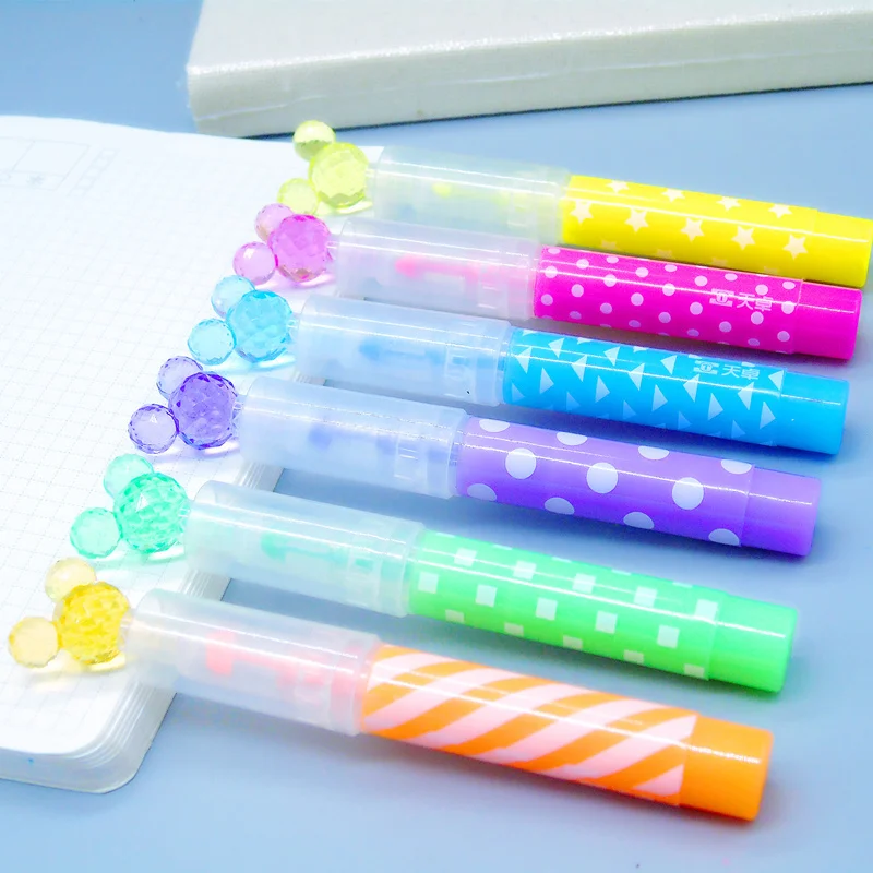 6 PCS/Lot Lytwtw's Cute Crystal Head Highlighter Paint Marker Pen Drawing Chalk Student Stationery School Office Supplies | Канцтовары