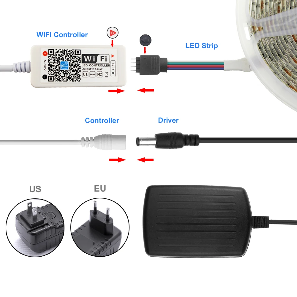 Водонепроницаемая светодиодная Светильник та Rgb 2835 Smd 12 В Светодиодная лента с