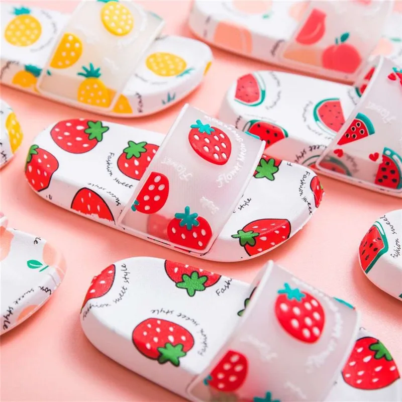 

Summer fruit Children's Slippers For Boys Girls Slippers PVC Soft Bottom Non-slip Beach Sandals Kids Home Bathroom Flip Flops