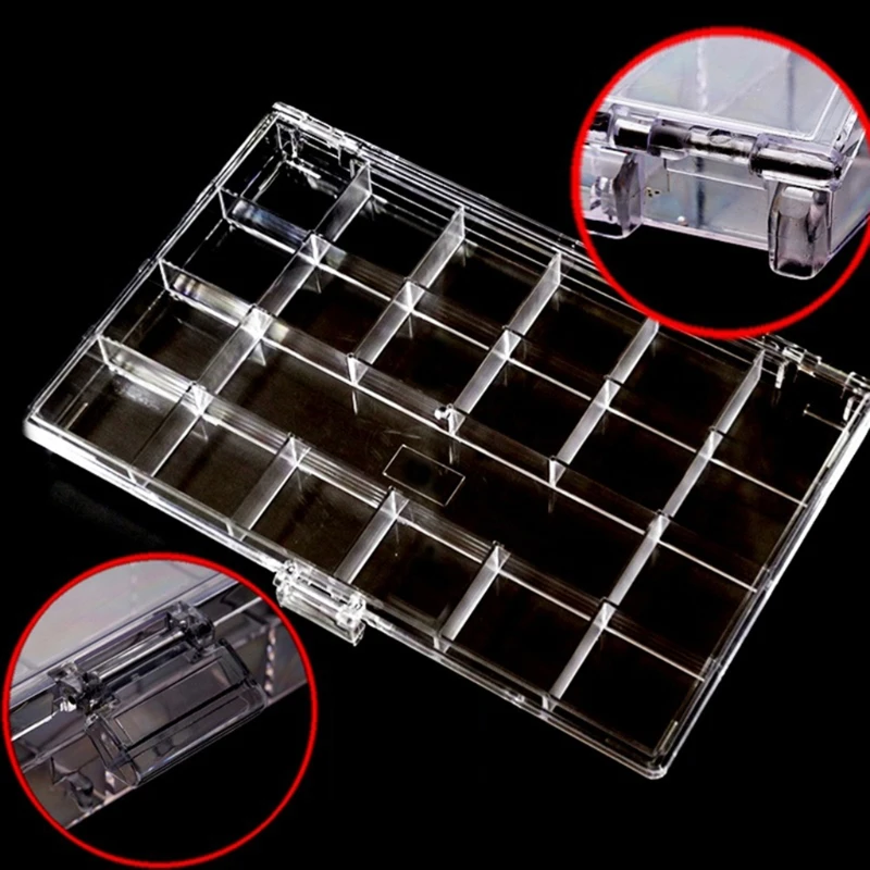 

21 Grids Nail Art Decor Multi Shapes Glass with Dual-ended Dotting Pen Tweezers