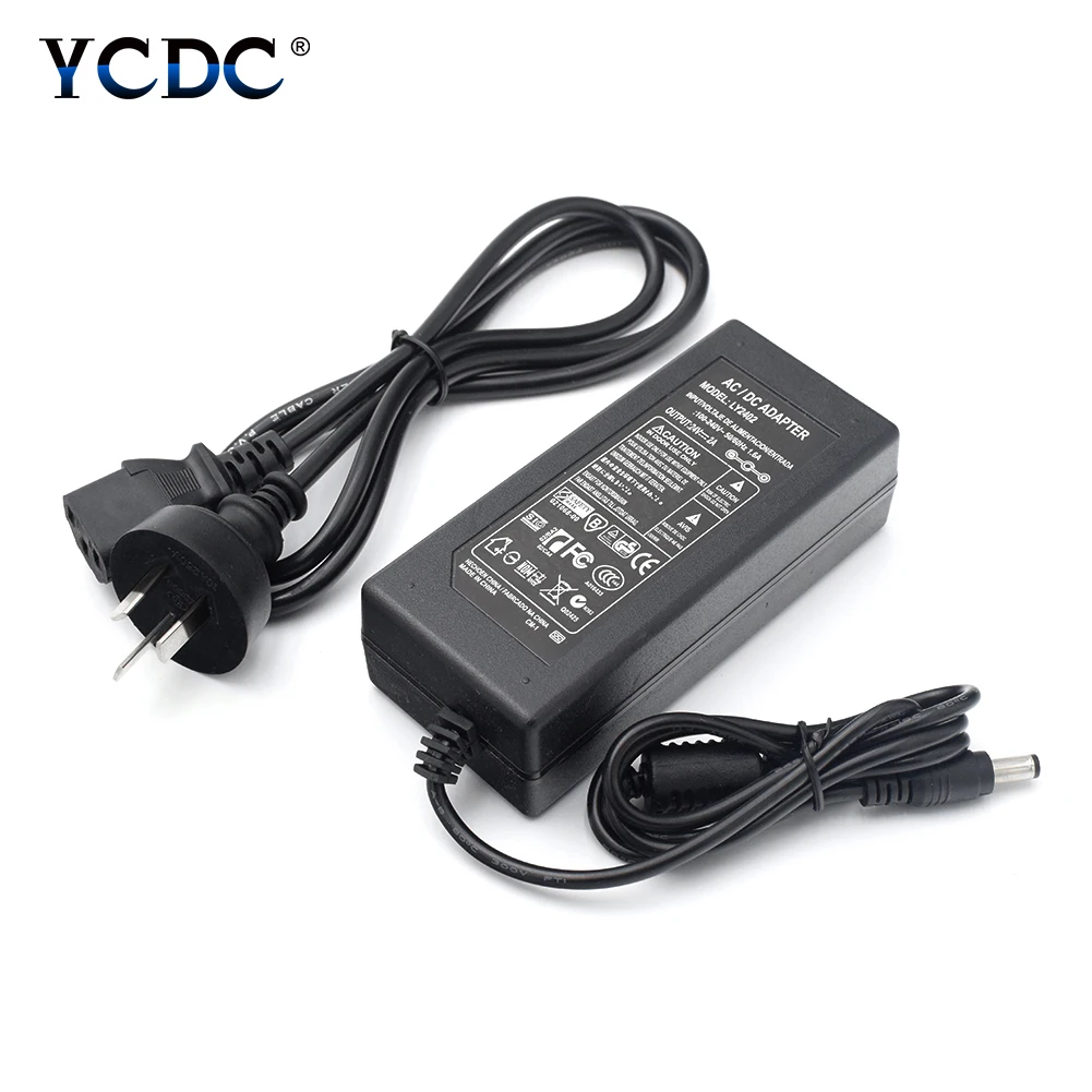 DC 24V 2A US/EU/UK/AU зарядное устройство адаптер питания AC 100-240V к конвертер