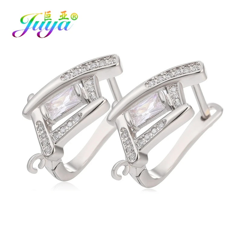 White Gold Juya DIY для женщин изготовление сережек ручной работы материал медь креативный замок для сережек основные серьги крючки Аксессуары - Цвет: White Gold