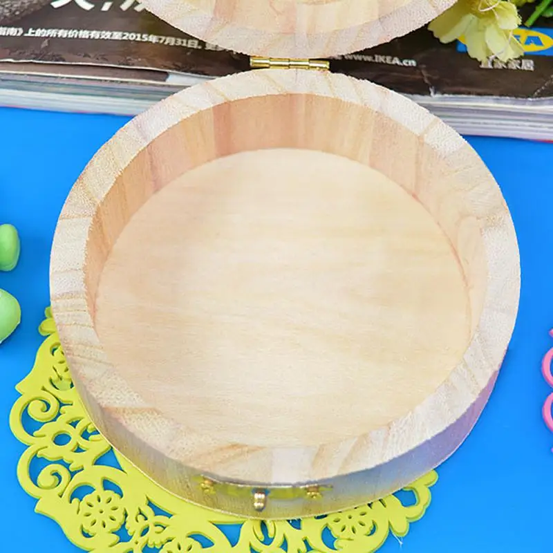 Новинка 2021 Круглый Деревянный чехол для колец серег безделушка шкатулка