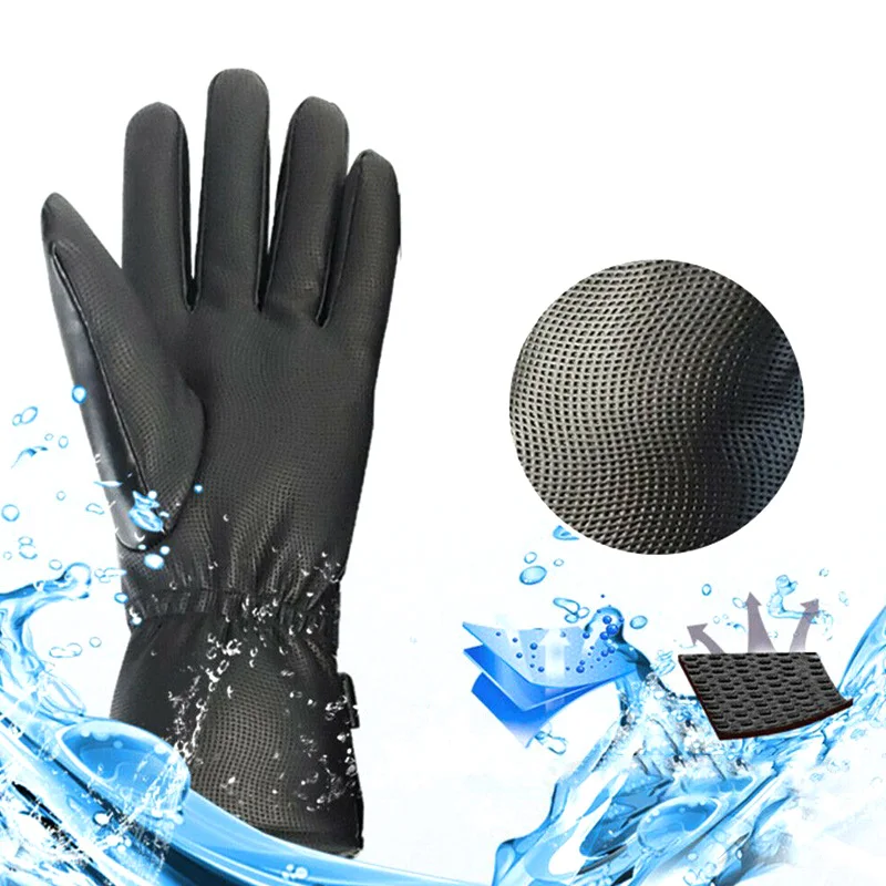 

PU Leather Electric Heated Gloves Winter Warmer with Rechargeable Battery for Motorcycle FK88
