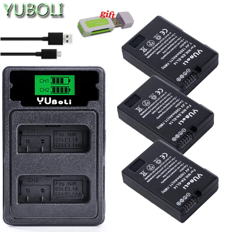 Декодировать bateria ENEL14 en-el14a RU EL14 EL14A EN-EL14 Батарея для nikon Coolpix D3100 D3200 D3300 D5100 D5200 D5300 P7000 P7100 - Цвет: charger and 3battery