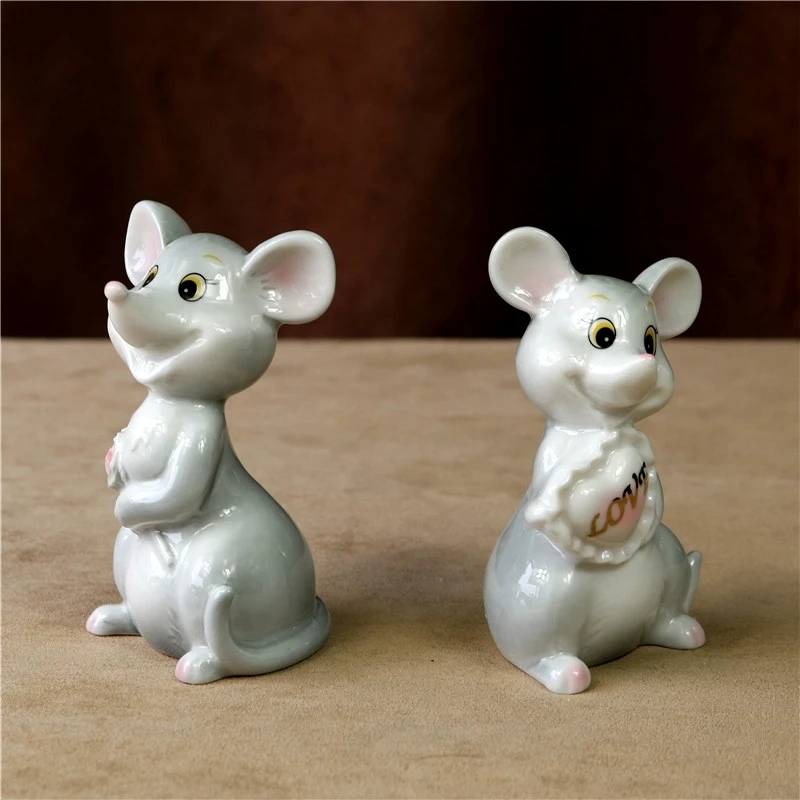 Керамика Мышь пара из фарфора Дата любителей миниатюрный украшение для спальни