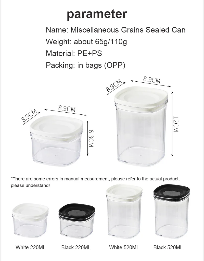 

1PC Sealed Tank Transparent Plastic Coarse Cereals Storage Box Food Storage Tank For Household Kitchen Storage Accessories