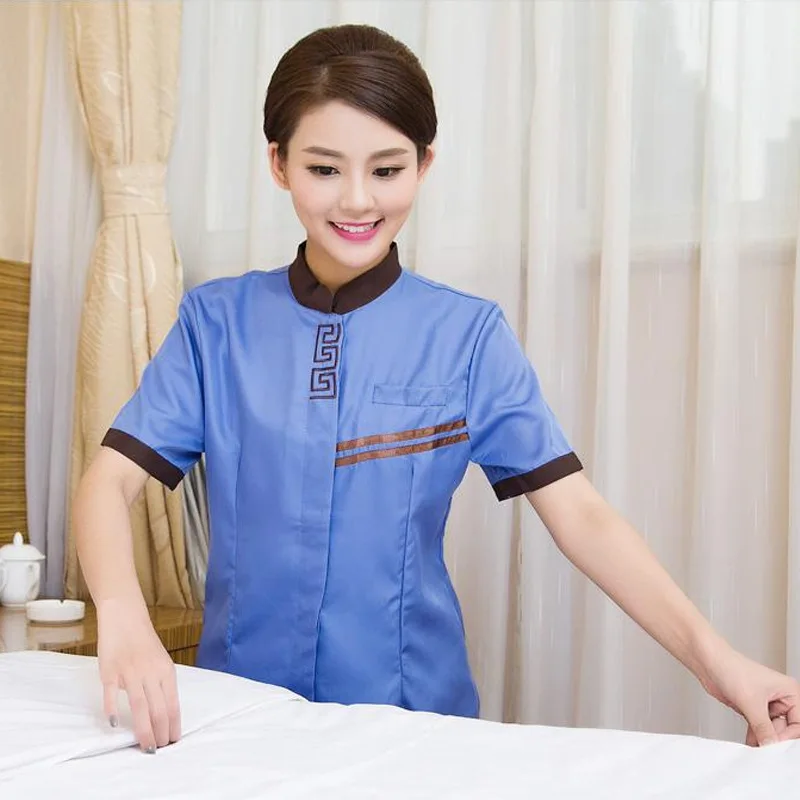 

Supply Cleaning Work Short Sleeve Pa Cleaning Uniform Plus Size Breathable Hotel Room Cleaning