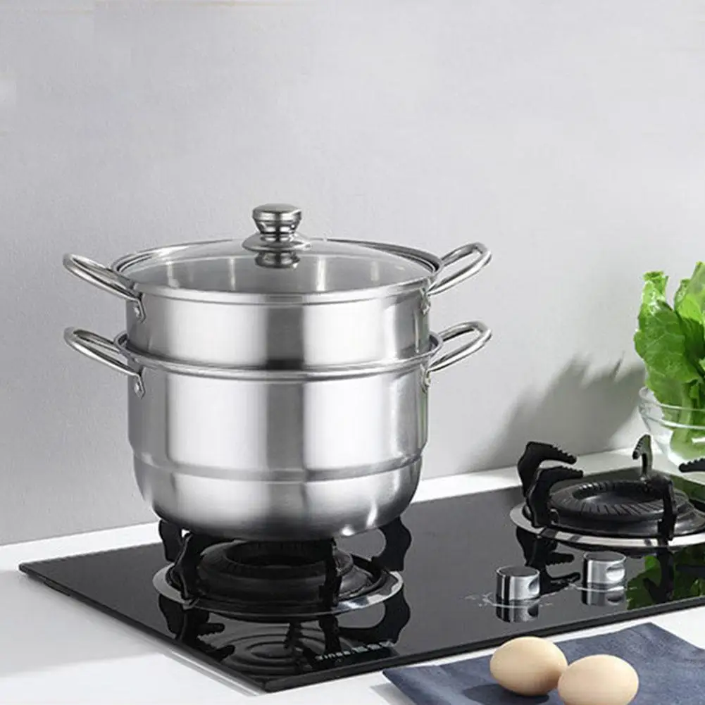 Пароварка из нержавеющей стали кастрюля с крышкой двухслойная пароварка